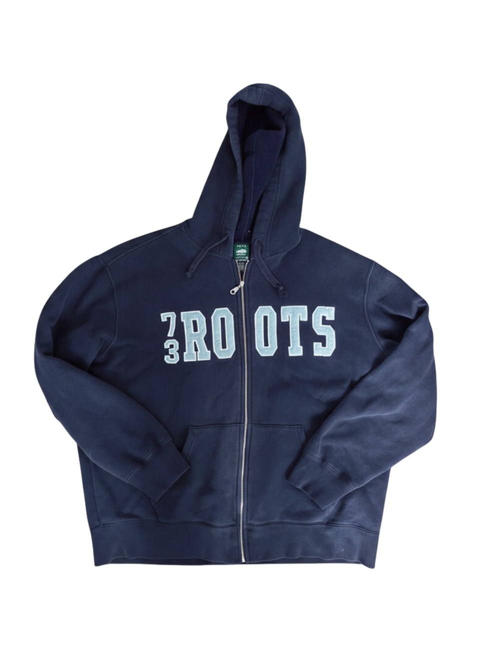 Roots Navy Blue Full-Zip Hoodie with Green Label